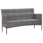 vidaXL Outdoor 3-Seater Patio Sofa - Gray Poly Rattan Durable Garden Furniture with Comfortable Cushions and Easy Maintenance