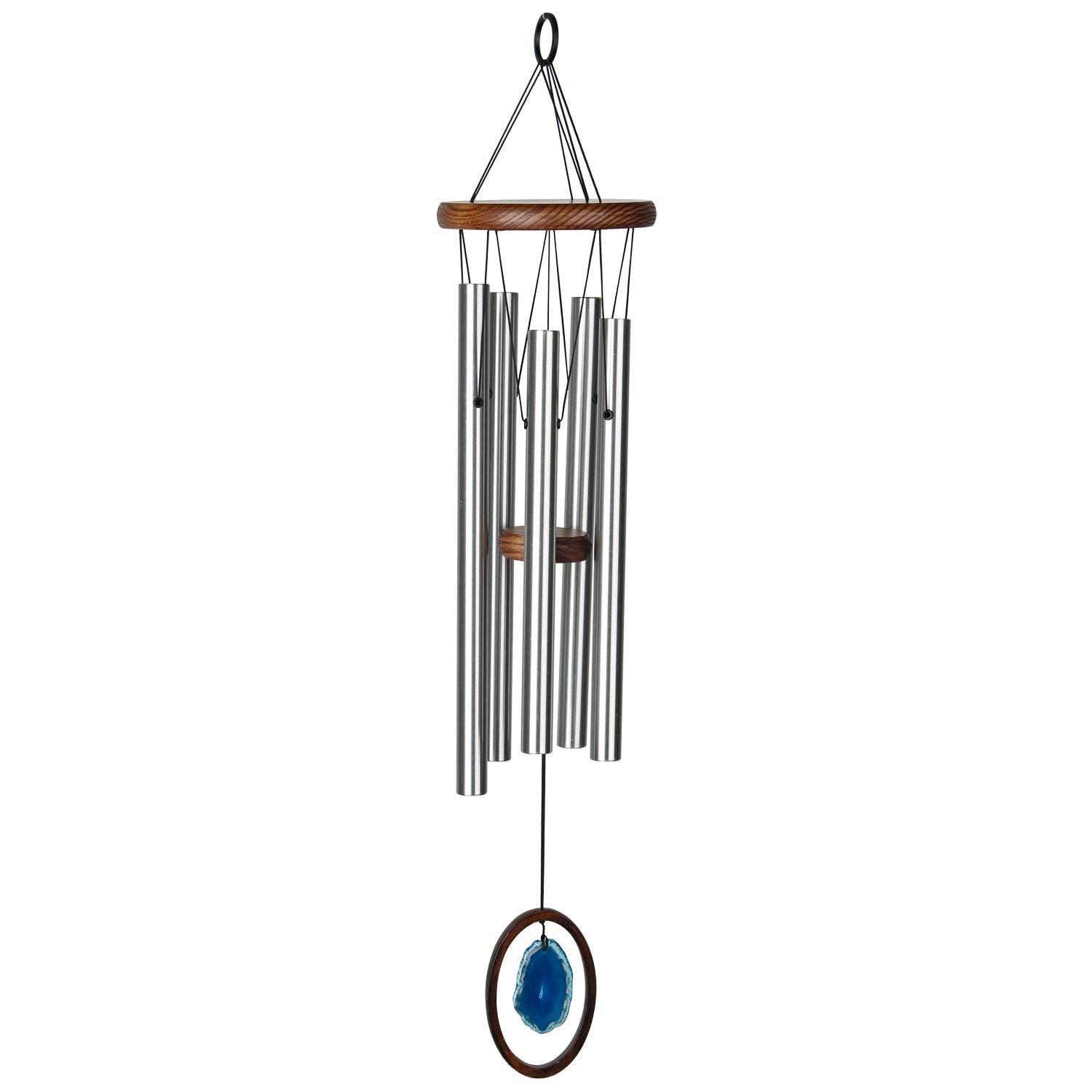 Woodstock Chimes Signature Collection, Woodstock Agate Chime, Large (25') Blue, Decor Designs Wind Chimes For Outdoor, Patio, H