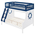 Acme Farah Twin Over Full Wooden Bunk Bed with Ladder in Navy Blue and White