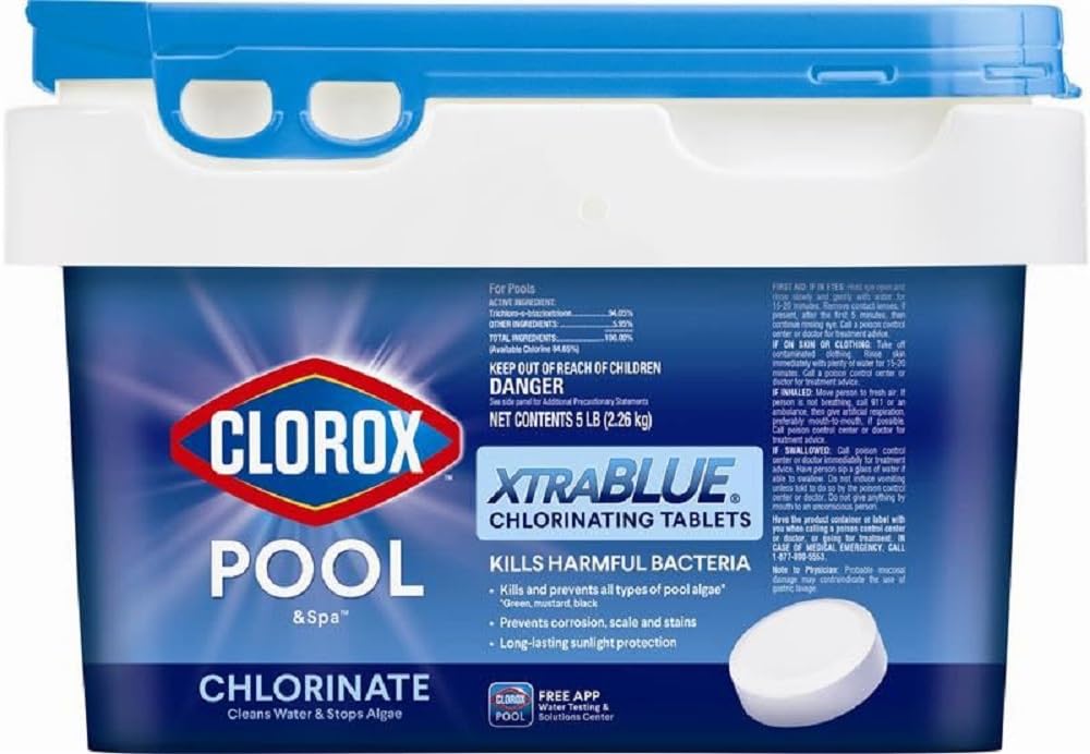 Clorox Pool&Spa Xtrablue 3    Chlorinating Tablets, Individually Wrapped, Kills Bacteria & Stops Algae (5 Lb)