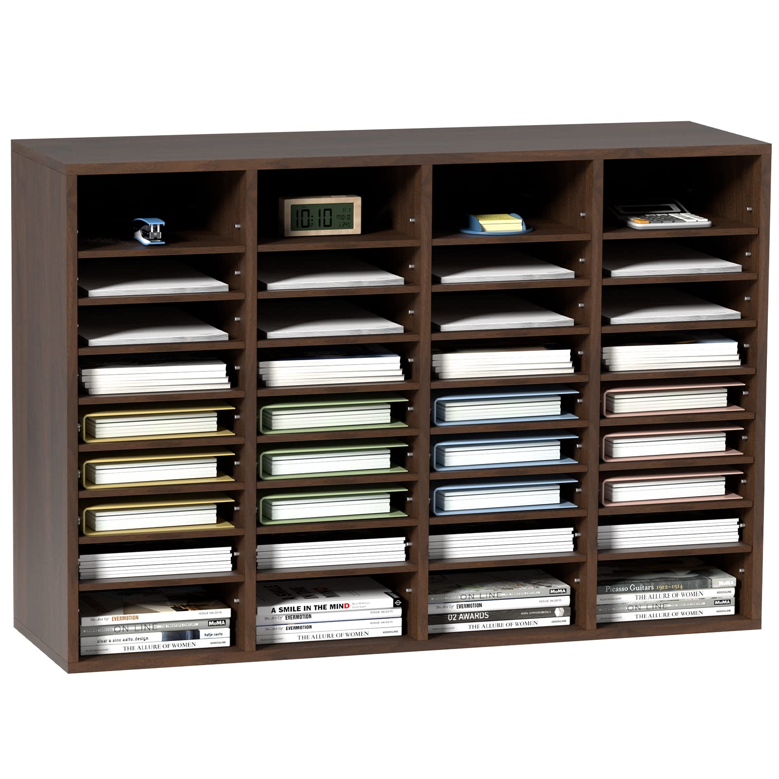 Vevor Literature Organizers, 36 Compartments Office Mailbox With Adjustable Shelves, Wood Literature Sorter 39.3X12X26.8 Inches