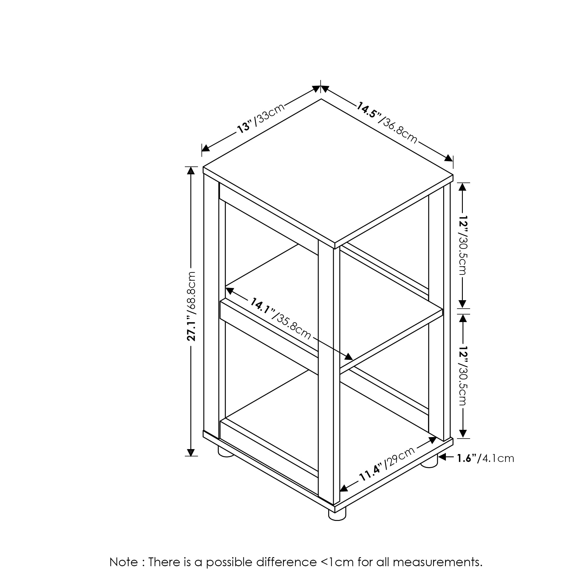 Furinno Romain 2-Tier Tall End Table, Espresso