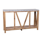Flash Furniture Charlotte Farmhouse 2-Tier Console Table - Warm Oak Finish Engineered Wood Frame - Concrete Finish Tabletop - For Entryway or Living Room