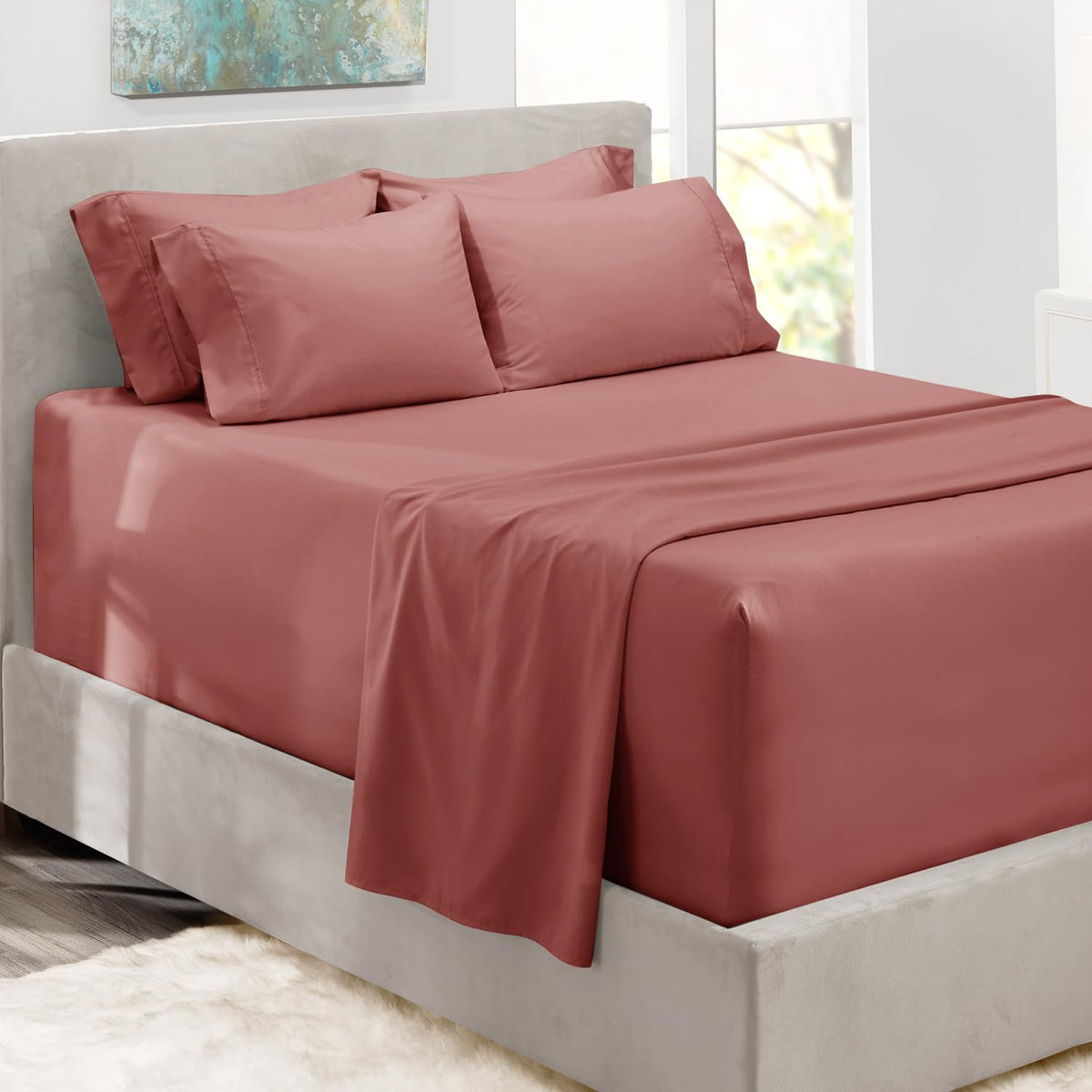 Hearth & Harbor Extra Deep Pocket Twin Size Sheets Sets - Fits Mattress 18-24 Inches Deep - Extra Deep Pocket Sheets - 6 Piece T