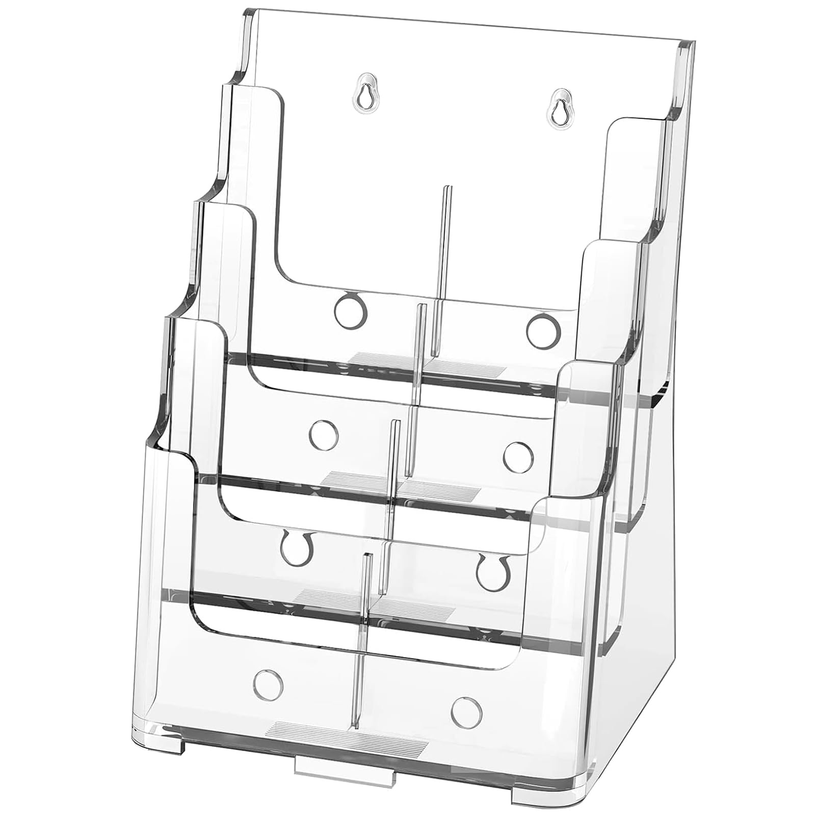 Fucdtefc Acrylic Brochure Holder 8.5X11 & 4 X9 Inches, Clear 4 Tier Magazine Holder Brochure Display Stand W Removable Divider,