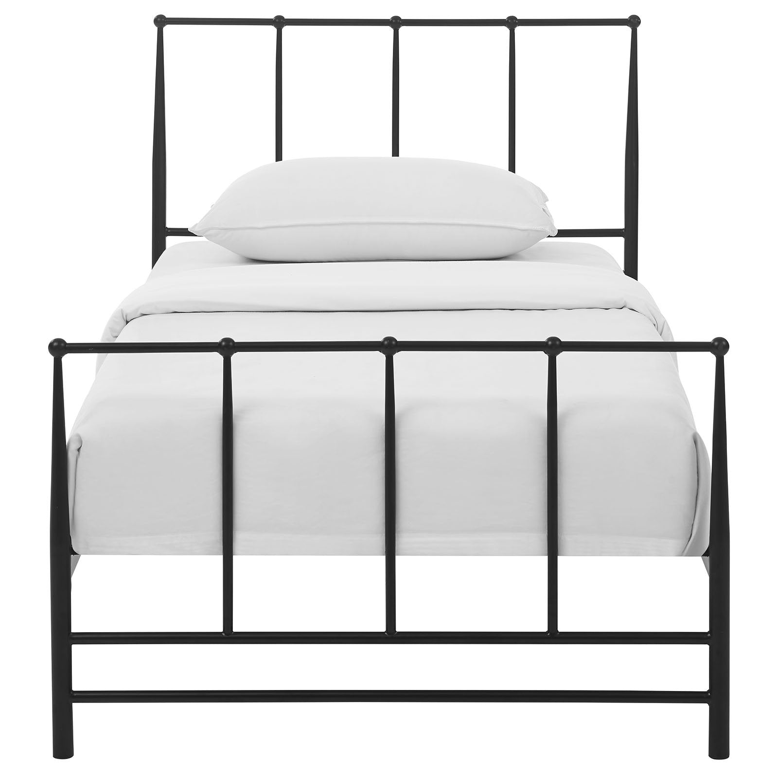 Modway Estate Steel Metal Twin Platform Bed With Metal Slat Support In Brown