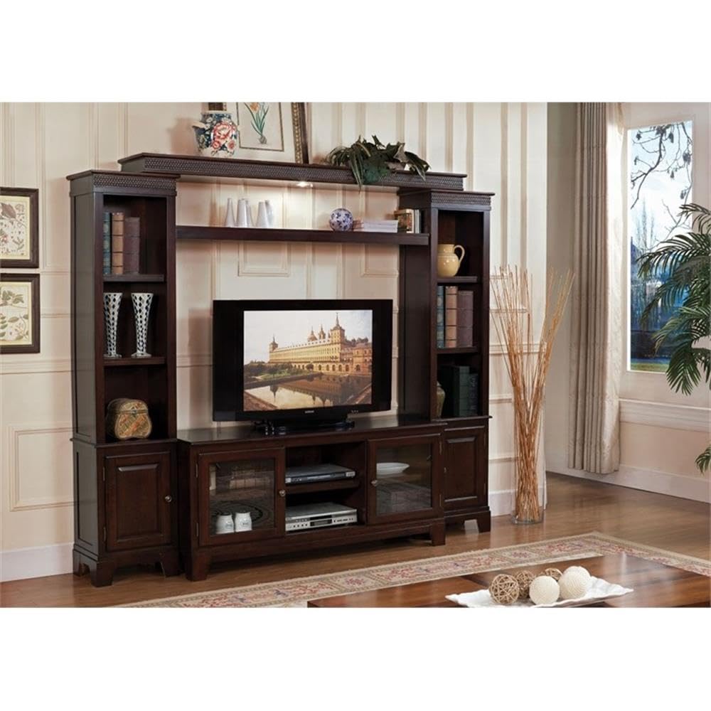 Acme Halden Engineered Wood Entertainment Center with Side Piers/Bridge - Merlot