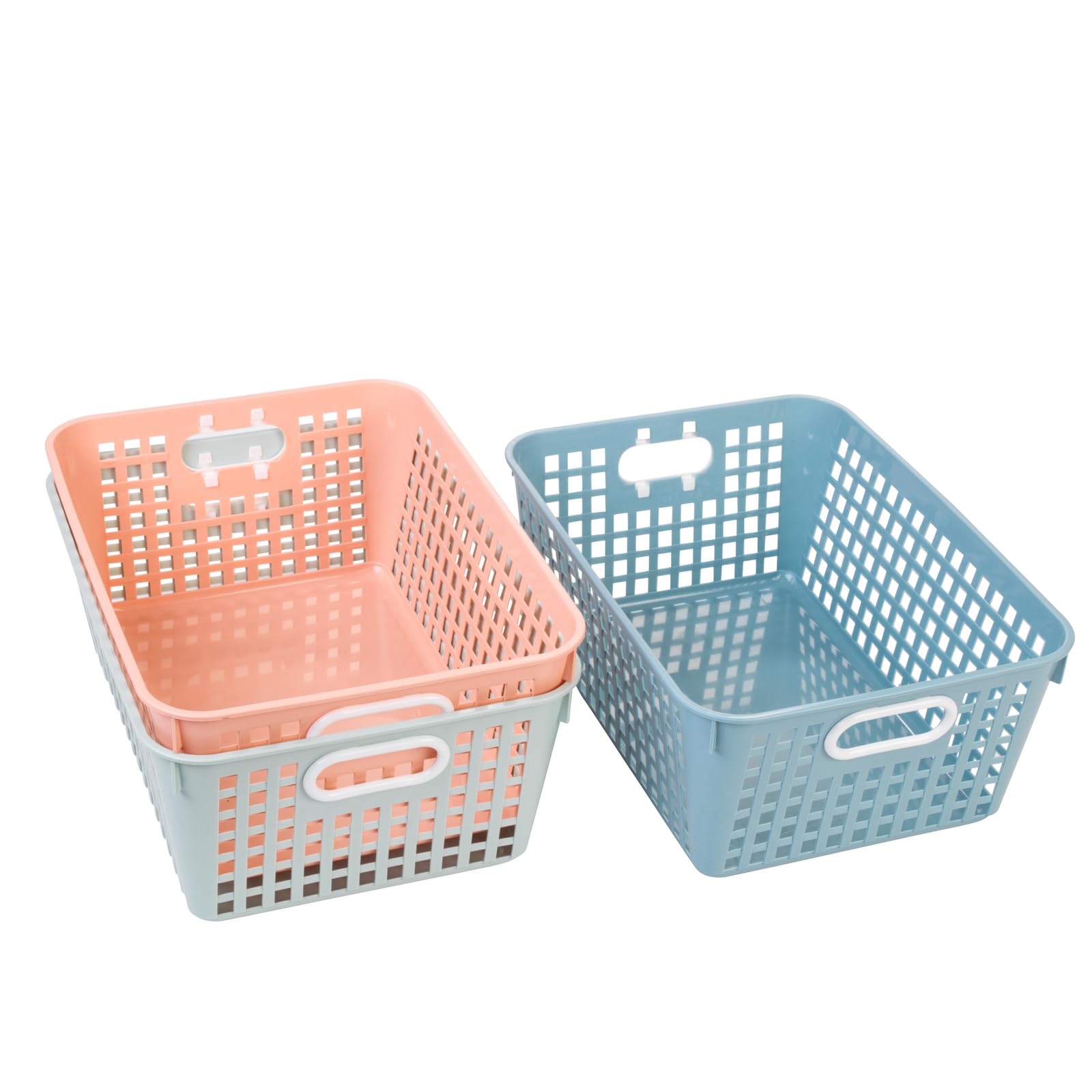 Really Good Stuff - 666014 Plastic Storage Baskets For Classroom Or Home Use - Stackable Mesh Plastic Baskets With Grip Handles