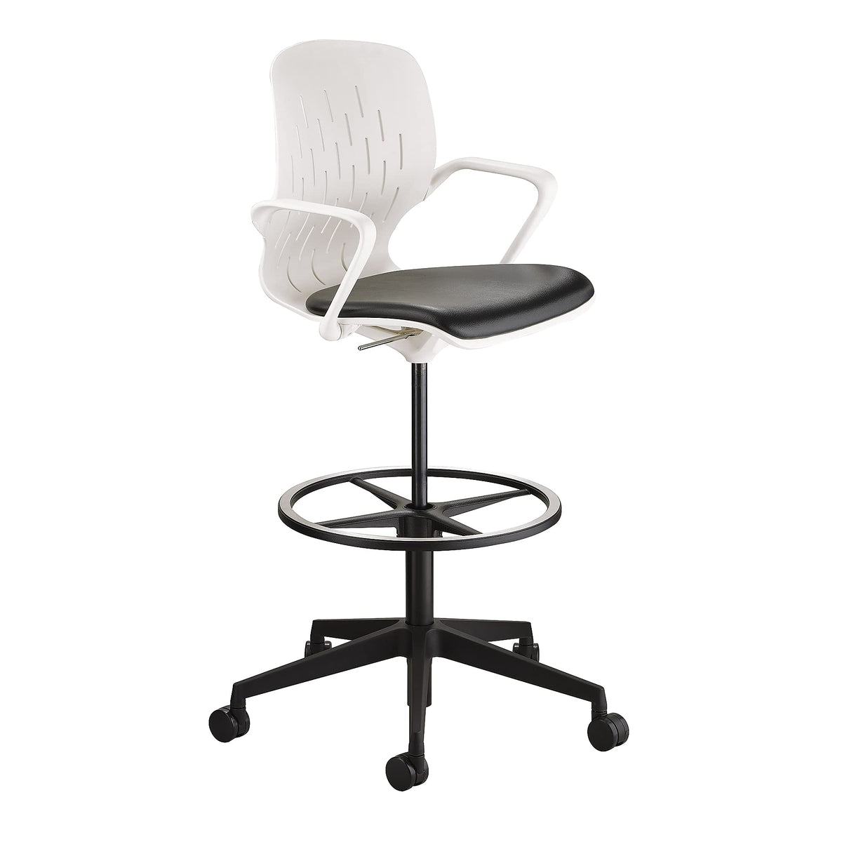 Safco Shell Extended Swivel Office Desk Computer Ergonomic Chair, Pneumatic Height Adjustable, White, Extended Height