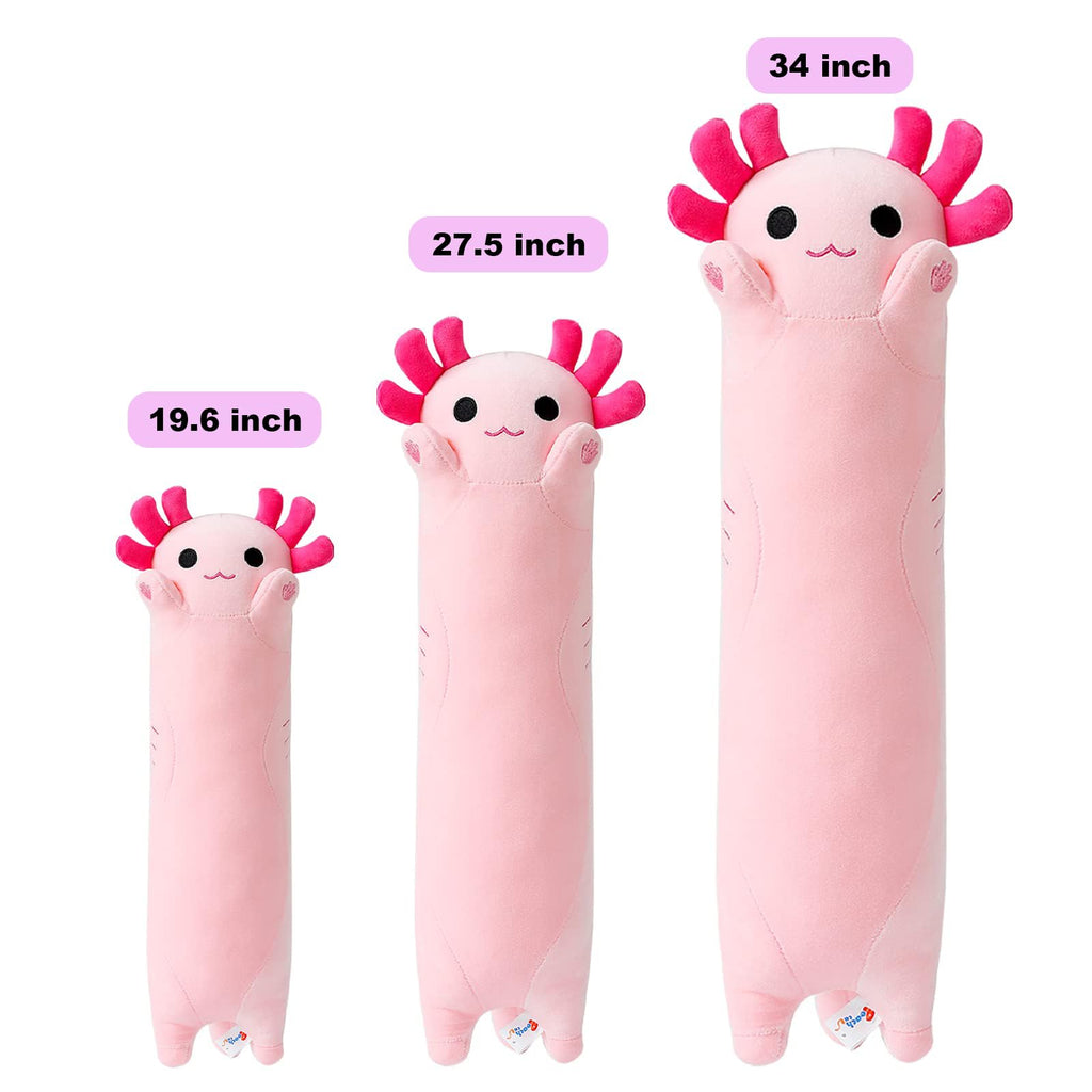 Peach Cat Pink Axolotl Plush Pillow Toy Cute Axolotl Stuffed Animal For Girls And Boys 34''