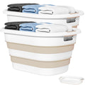 OOAMBB 43L(11.5Gallon) Collapsible Plastic Laundry Baskets (Beige, 2 Packs)