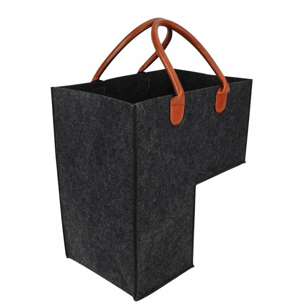 Anu Limen Foldable Felt Stair Basket with PU Leather Handle, Storage Bin for Toys for Toys, Clothes, Books, Stair Sundry Classif