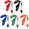 Tiesome Retractable Shuttle Pens With Neck Lanyard, 5 Pieces 4-In-1 Ballpoint Pens Multicolor Pens With Lanyard On Top For Offic