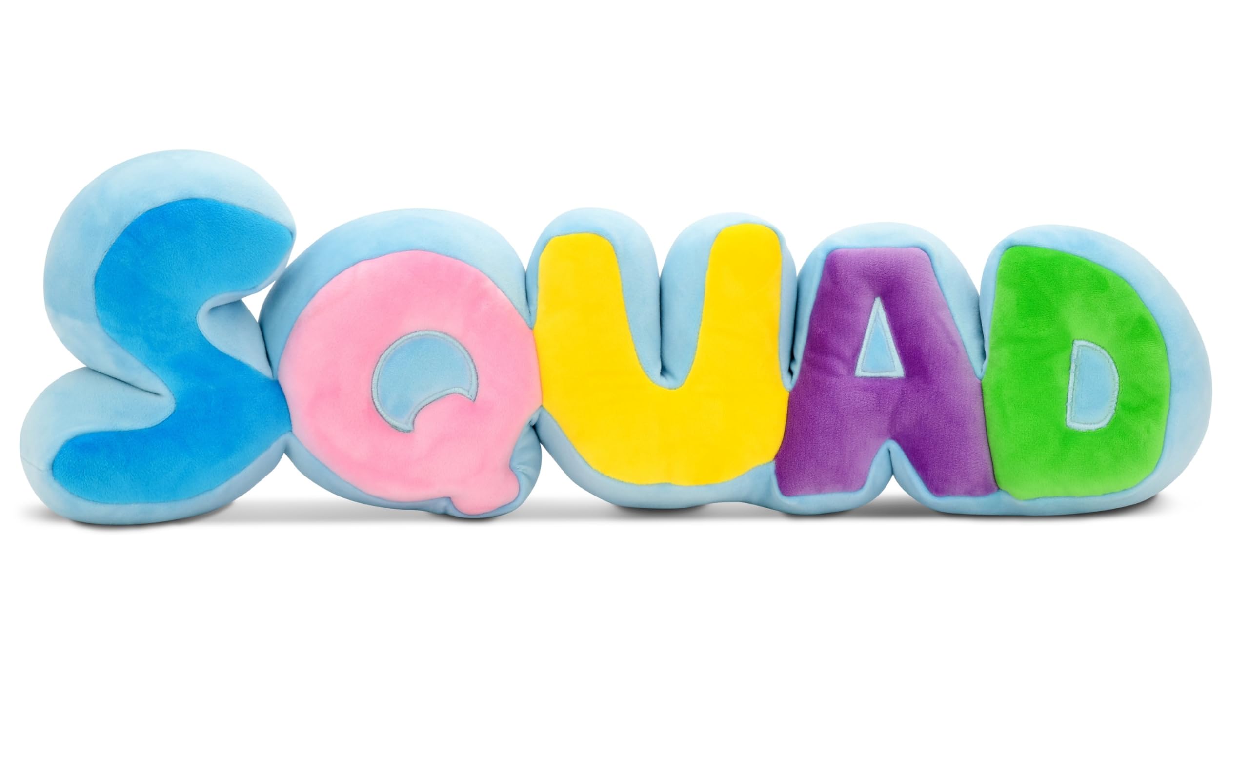 Iscream Plush Squad Rainbow Letters Shaped 19' X 6' Soft Fleece Accent Pillow