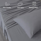 SPRINGSPIRIT Twin Sheets Set - 4 Piece Grey Bed Sheets with Deep Pockets, Super Soft & Breathable for Ultimate Comfort