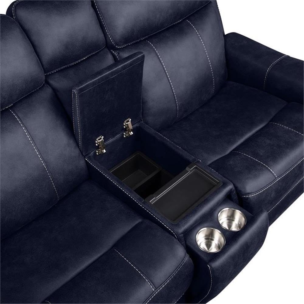 Steve Silver Valencia Ocean Blue Faux Leather 3-Piece Dual Power Reclining Set - Thumbnail 2