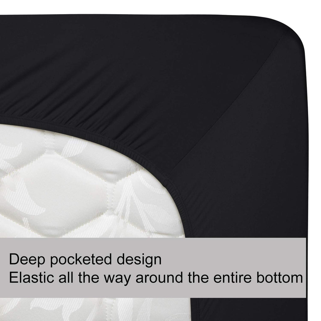 Queen Size Fitted Sheet Only - 4-Way Stretch Jersey Knit, Cozy T-Shirt Soft, Wrinkle Free, Snug Fit & Stay In Place, No More Sli