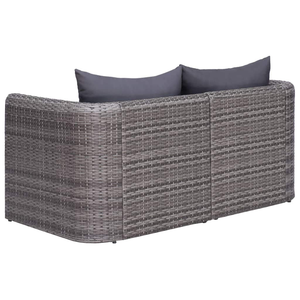 vidaXL 2 pcs Patio Corner Sofas - Outdoor Furniture with Gray Poly Rattan, Comfortable Cushions, Removable Covers, Easy Assembly, Suitable for Patio, Backyard & Garden