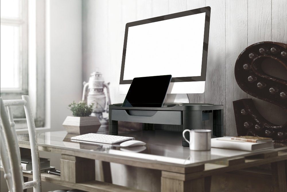 Aidata MR-1002G Height Adjustable Professional Monitor Printer Stand with Drawer