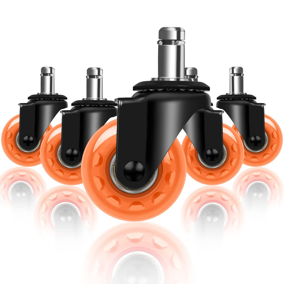 Office Chair Caster Set of 5, Hirate 2' Heavy Duty Desk Chair Replacement Smooth Rolling Safe for Hardwood, Carpet, Tile, Unive