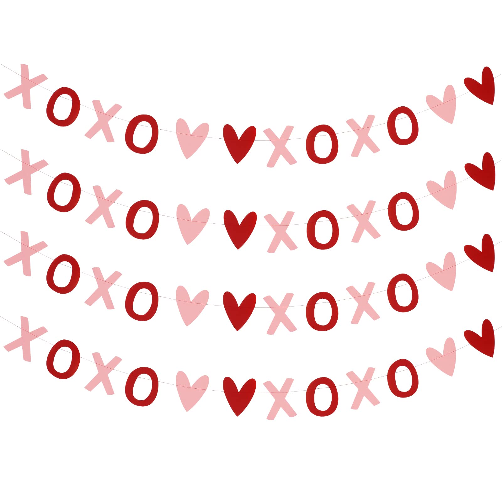 XOXO Garland XOXO Banner Red and Pink, Valentines Hanging Heart Garland Decorations for Happy Valentines Day Decorations Valenti