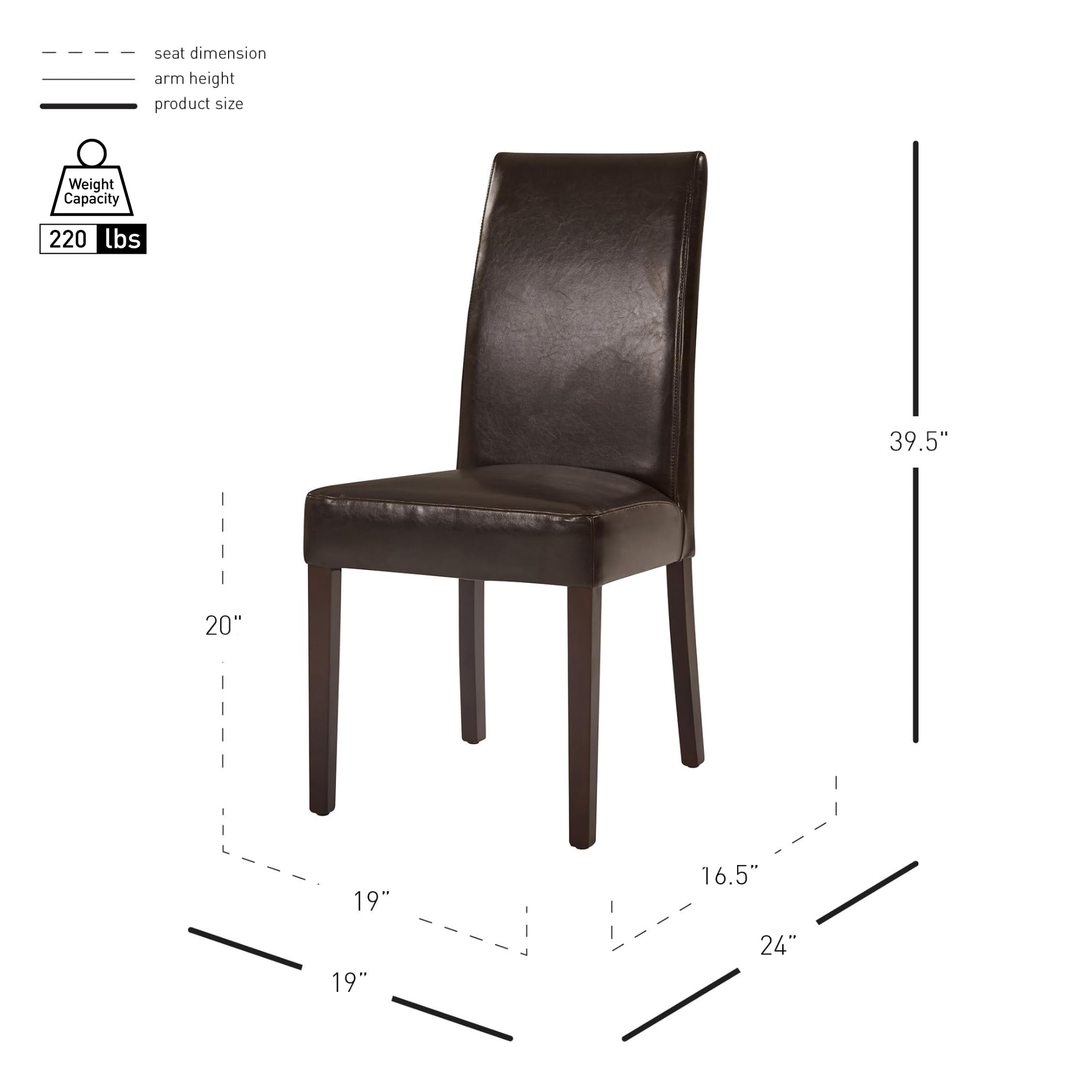 New Pacific Direct Hartford Leather Chair,Brown Legs,Brown,Set Of 2