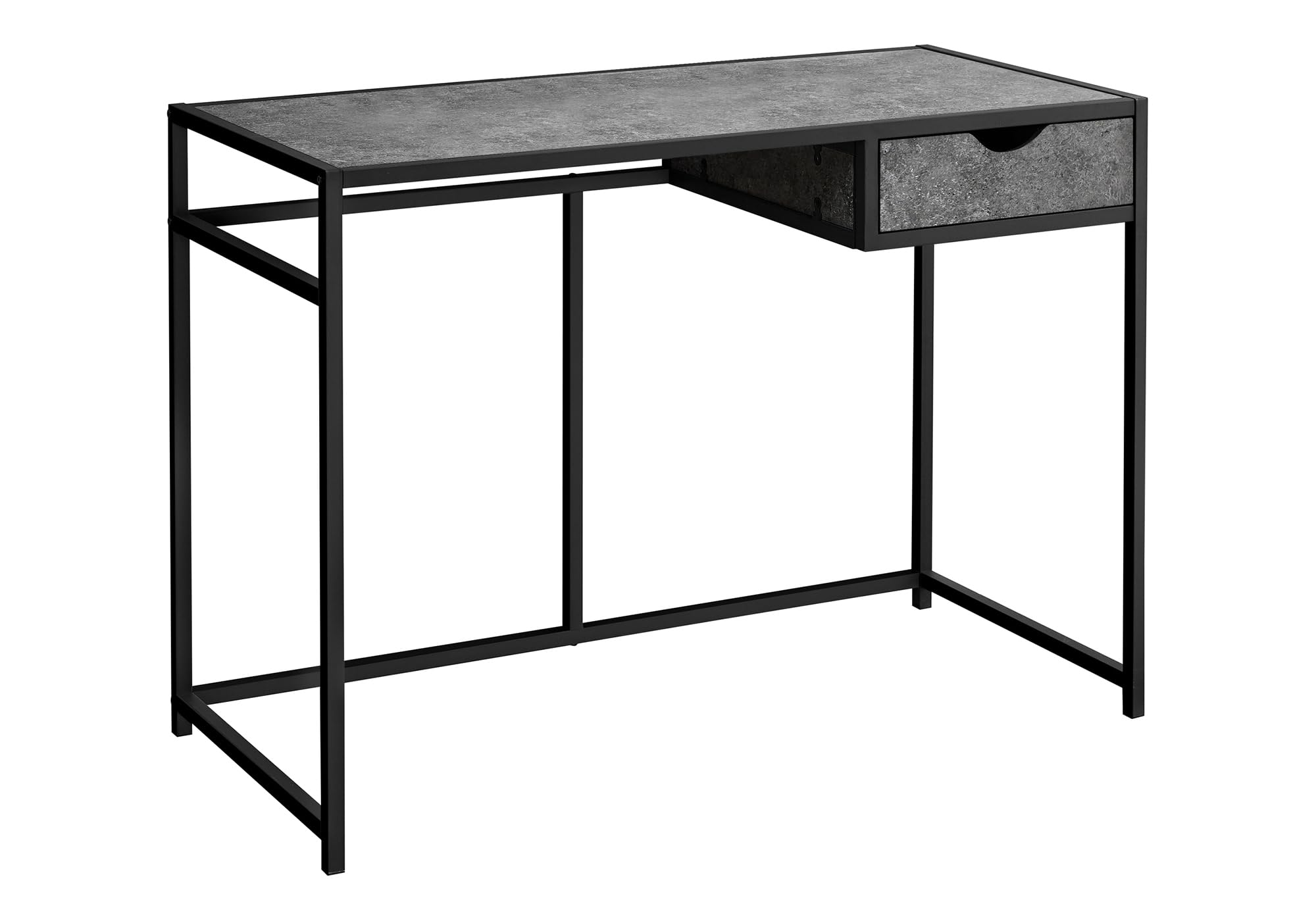 Monarch Specialties 7573 Computer Desk, Home Office, Laptop, Storage Drawer, 42' L, Work, Metal, Laminate, Grey, Black, Contemporary, Modern Desk-42 L Stone-Look, 42.25' L x 20' W x 30' H