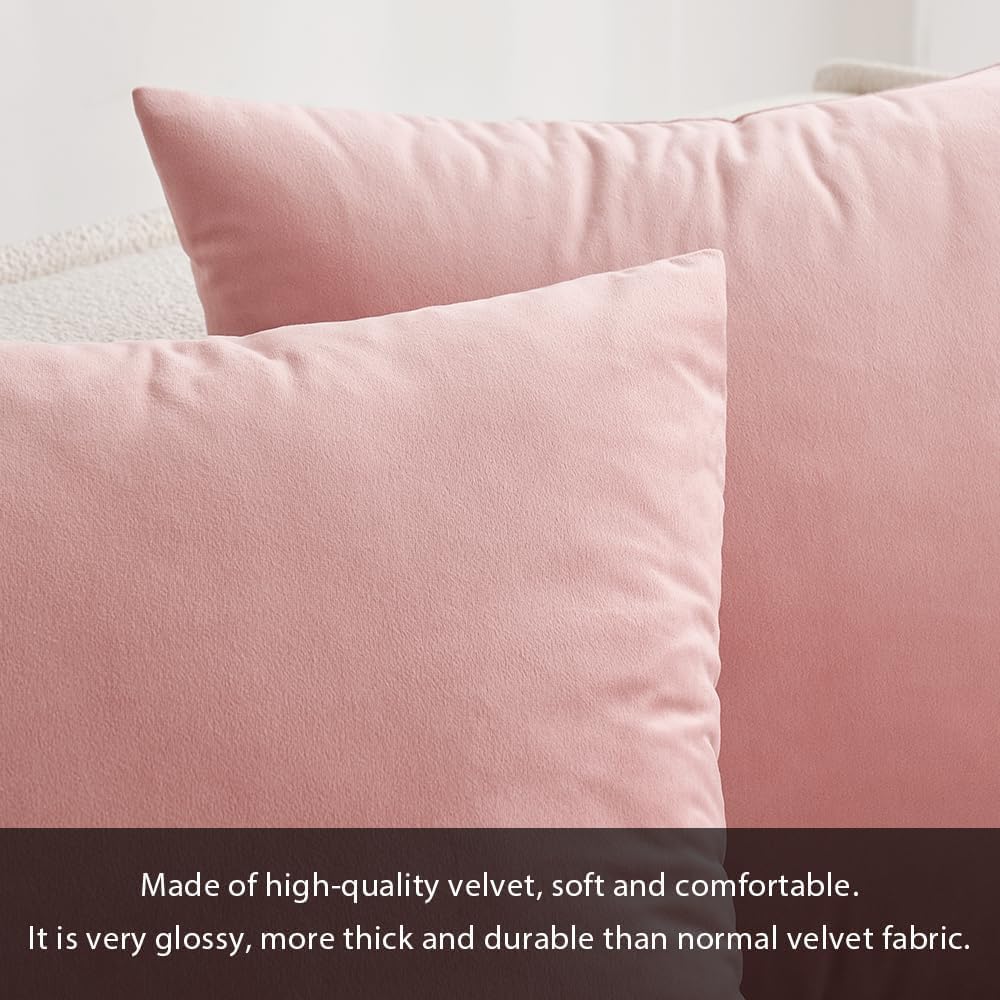 MIULEE Dusty Pink Velvet Lumbar Pillow Cover 12x20 Inch Decorative Cushion for Home Decor