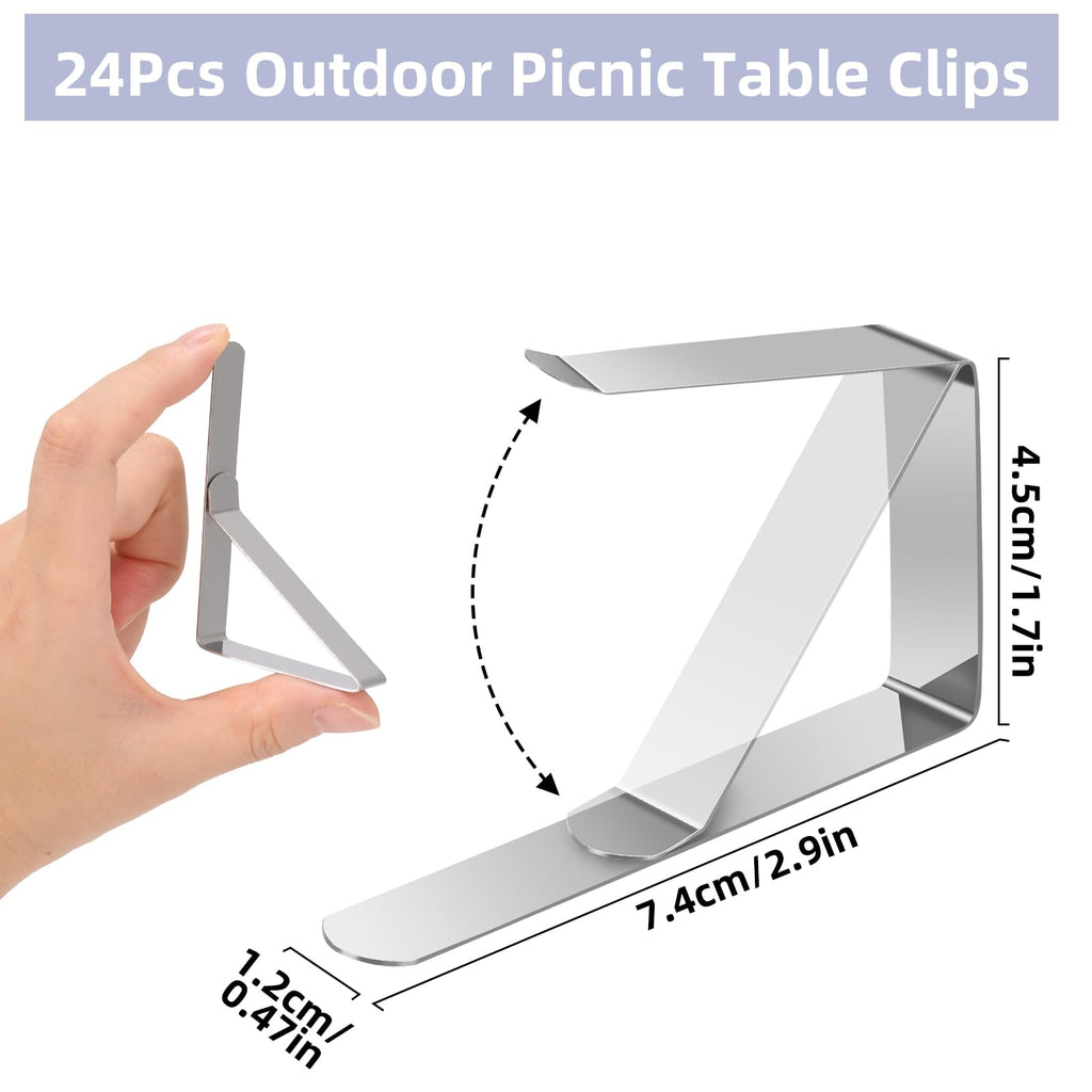 24Pcs Outdoor Picnic Table Clips - High Quality Stainless Steel Tablecloth Clips For Outdoor Tables Picnic Camping,Table Tablecloth Fixing Clips