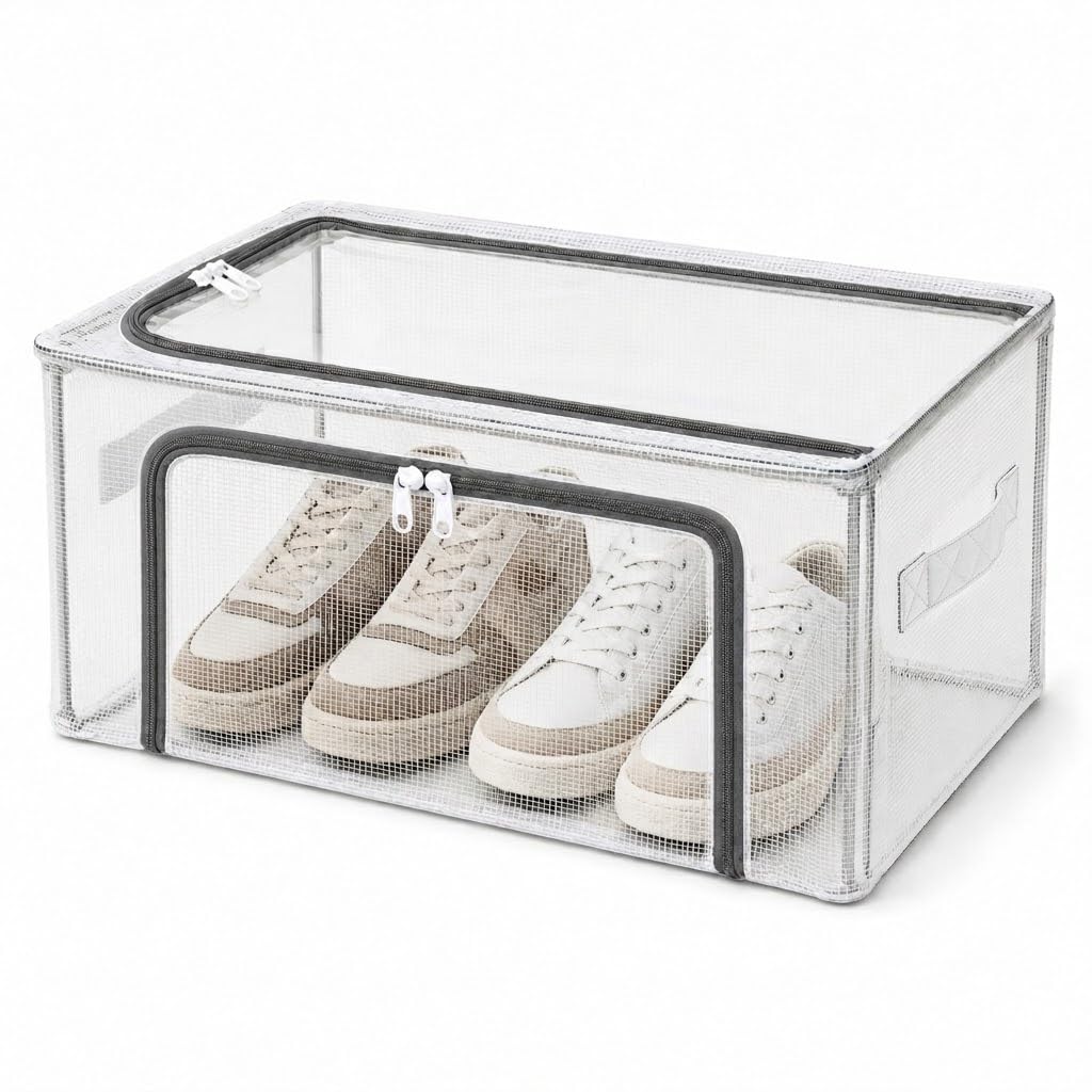 25L UnderBed Storage Box Transparent PVC Storage Boxes with Lids Shoes Box