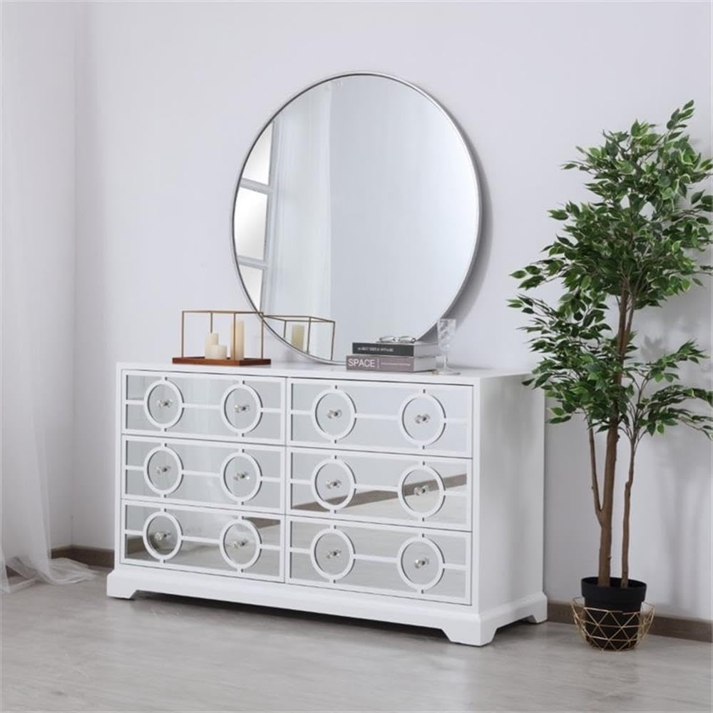 Elegant Decor Modern 6 Drawer 60" Dresser in Hand Painted White