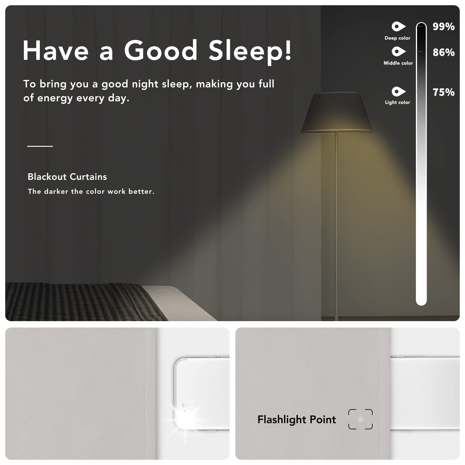 Easy-Going Rod Pocket Blackout Curtains For Bedroom, Room Darkening Window Curtains For Living Room, Thermal Insulated Noise Reduction Solid Window Drapes, 2 Panels(42X36 In, Light Linen)