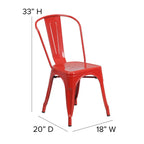 Flash Furniture Perry Indoor/Outdoor Commercial Stackable Chair With Polystyrene Seat - Red Metal Frame - Red Poly Resin Seat - Rounded Seat Edges For Comfort