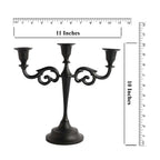 Rely+ 3 Arm Candelabra - 10 Inch Tall Matte Black Tapered Candle Holders - Elegant Candle Stands And Candlesticks Holders For Ha