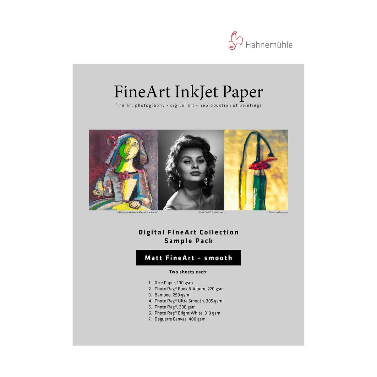 Hahnemuhle Matte Fineart Smooth Inkjet Paper Sample Pack, 13X19', Din A3+, 12 Sheets