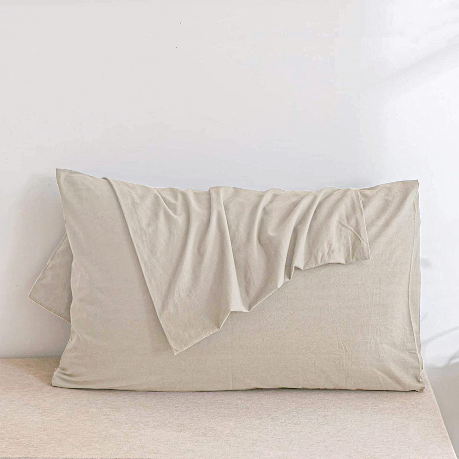 Jellymoni Pillowcases Standard Set Of 2 Cotton Envelope Pillow Covers Cream Grey 20  26In Bed Pillow Cases 100% Washed Cotton So