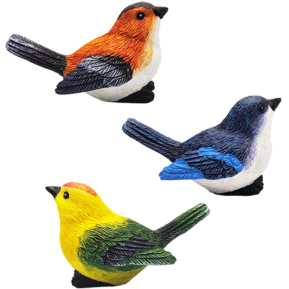 Maomia Miniature Bird Decorative Figurines 3 Pcs Mini Bird Figures Animal Model Toys Fairy Garden Decoration Plant Flower Pots O