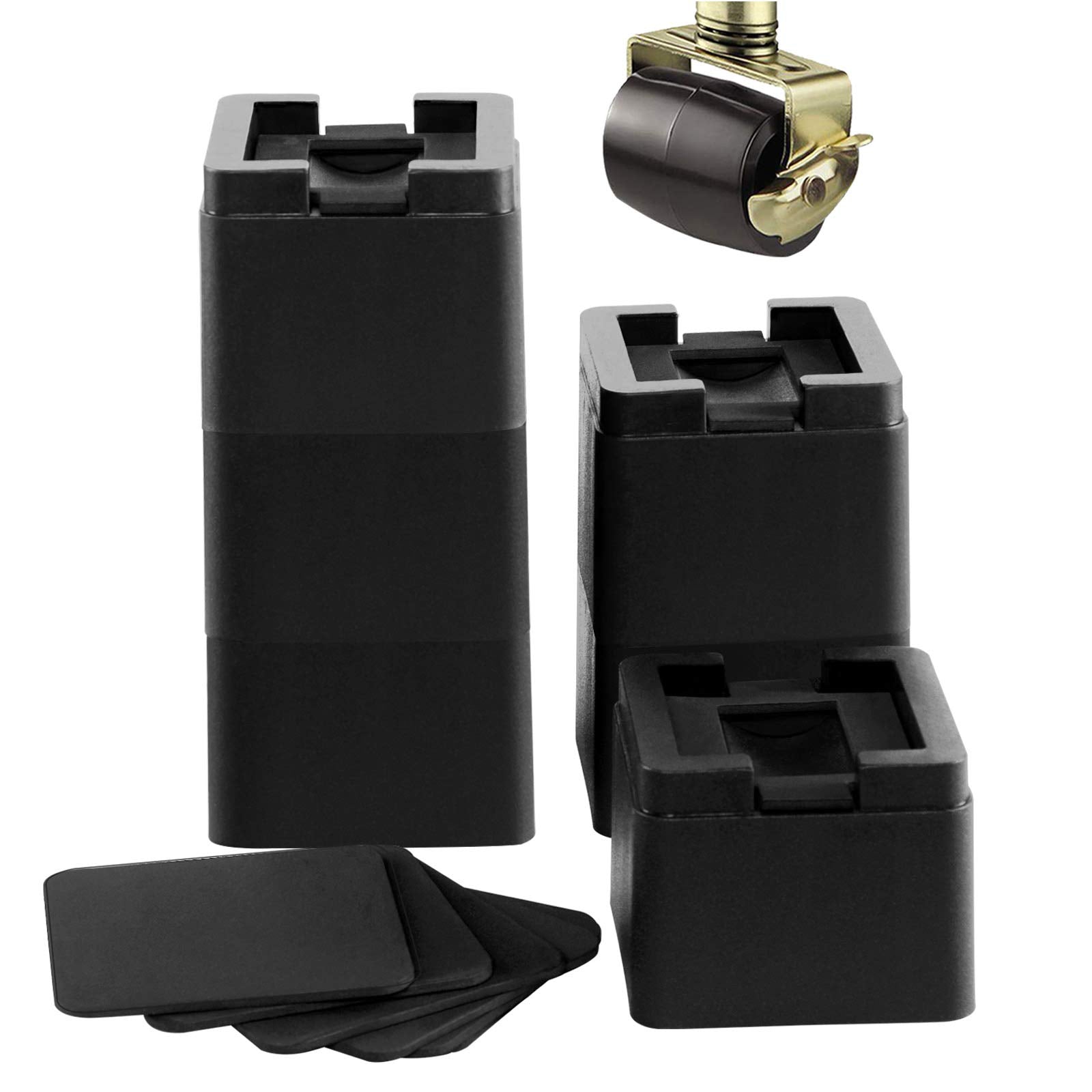 Btsd-Home 3 Inch Heavy Duty Bed And Furniture Risers Adjustable Bed Lifts Fits To All Wheels Of Furniture, Sofas And Tables, Cou