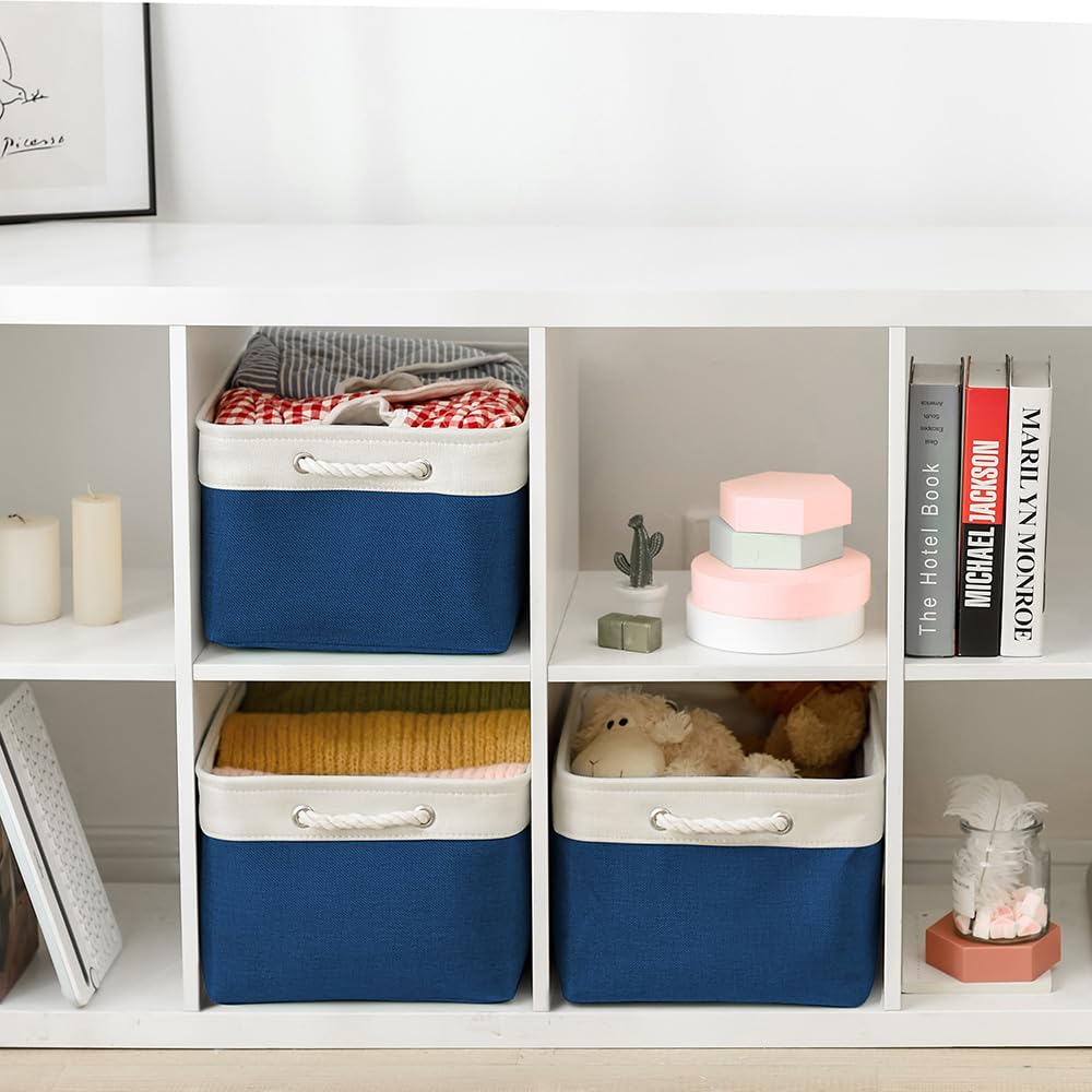 Thewarmhome Organization And Storage Basket For Organizing - Large 3 Pack 17X14X10 Inch Collapsible Storage Bin For Shelves, Bas