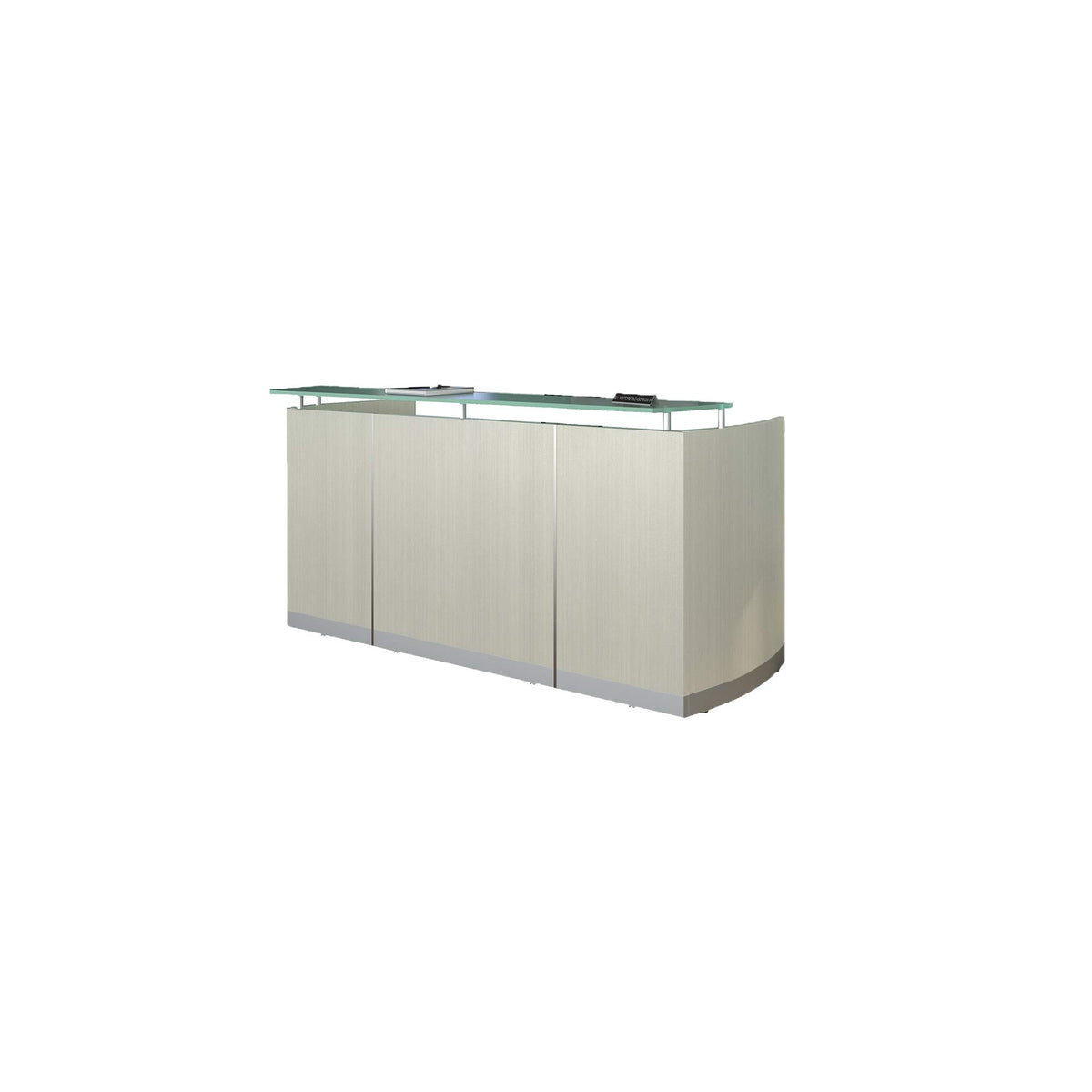 Mayline Mnrstss Medina Freestanding Reception Station With Glass Transaction Counter, 42.75&quot;H, Textured Sea Salt Laminate