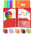 Sooez 6 Pack Pocket Folder With Prongs, Plastic Folders With Extra Pockets, Heavy Duty Two Pocket File Folders 3 Prong Folders B