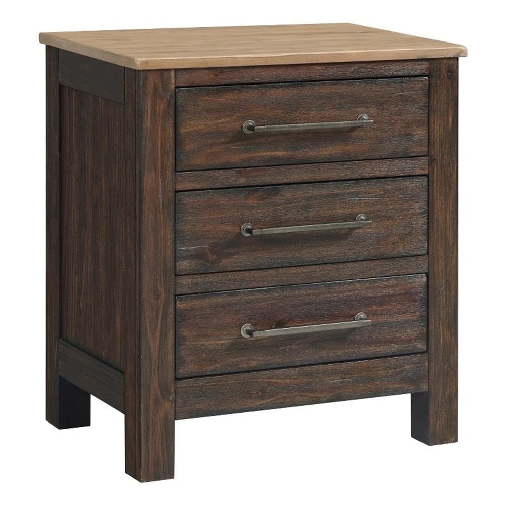 Intercon Transitions Nightstand, 3 Drawer Bedside Table, Brown