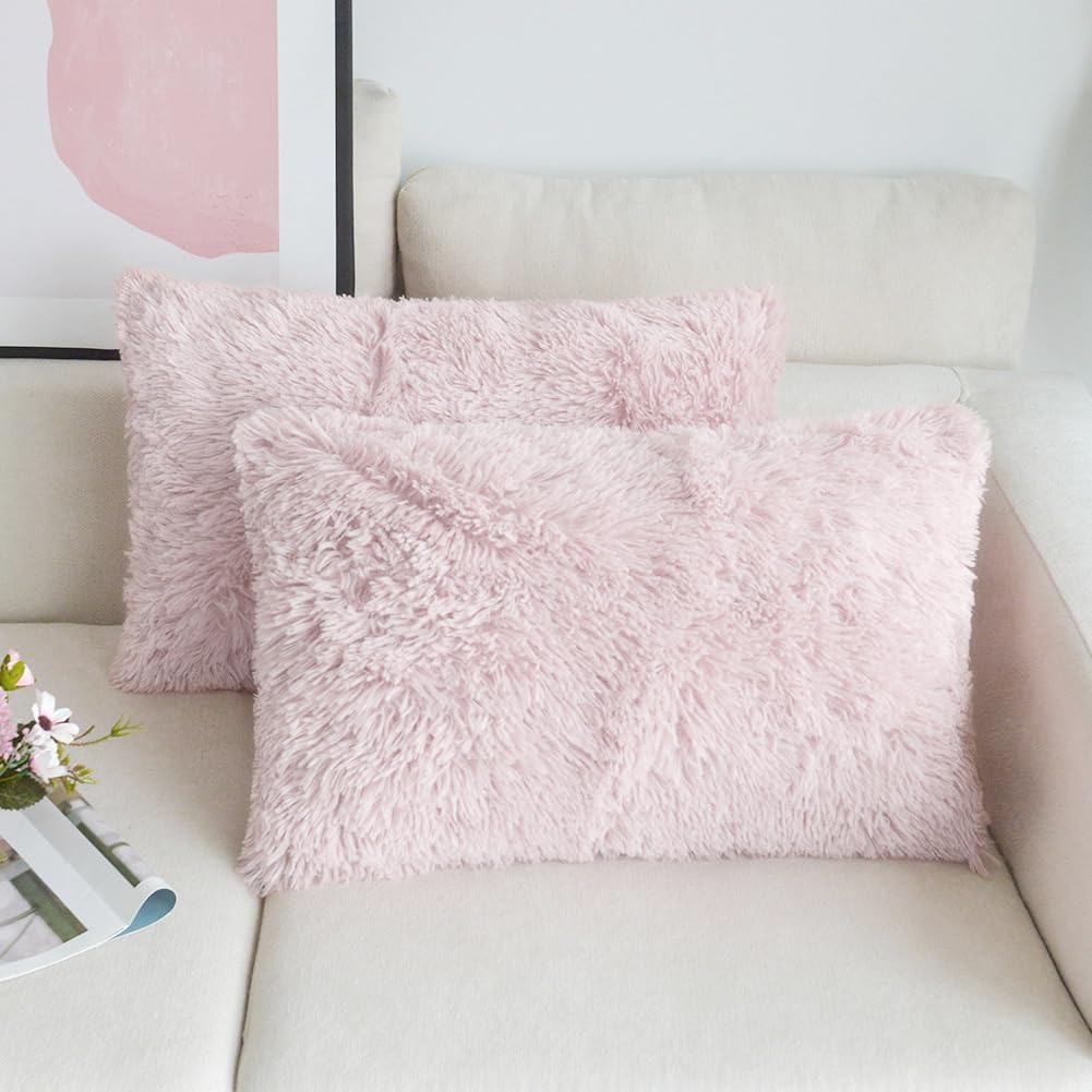 Nordeco Home Luxury Soft Faux Fur Fleece Cushion Cover Pillowcase Decorative Throw Pillows Covers,No Pillow Insert,12' X 20' I