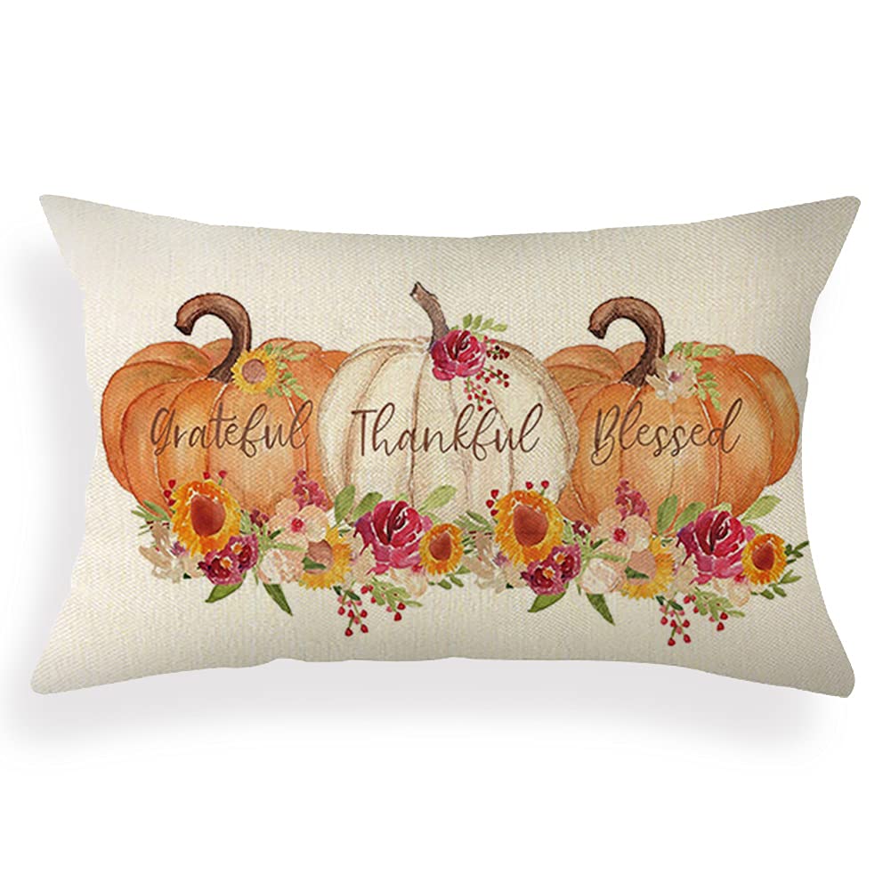 Ogiselestyle Pumpkin Lumbar Throw Pillow Cover 12 X 20 Inch Autumn Thanksgiving Farmhouse Harvest Cushion Case Decoration For So