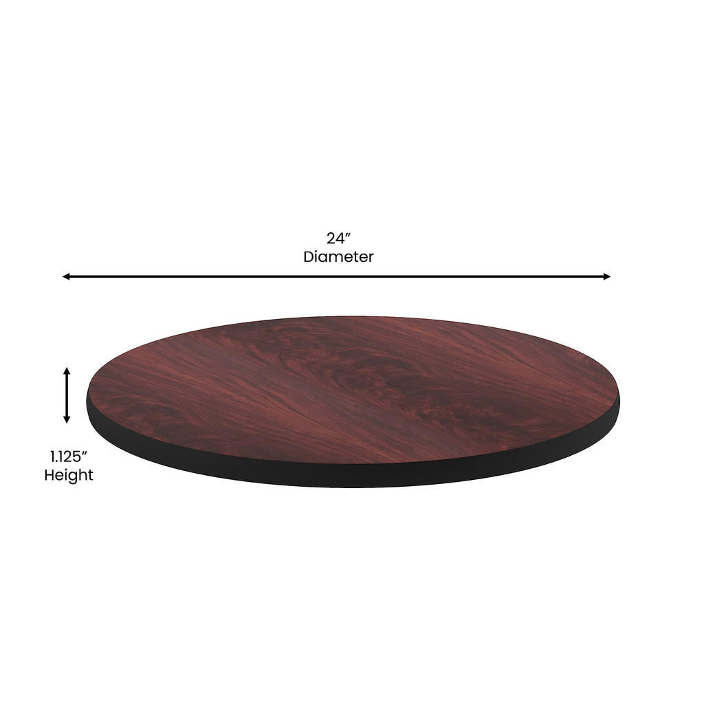 Flash Furniture Glenbrook 24'' Round Table Top with Black or Mahogany Reversible Laminate Top