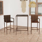 vidaXL - 3 Piece Patio Bar Set - Poly Rattan Construction - Brown - Weather-Resistant - Comfortable Seating with Backrest, Armrest, and Footrest