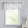 Fmfunctex Foil Silver Branch White Sheer Valance Curtain For Living Room Window Top 18' Light Filter Valance Curtain For Bathro