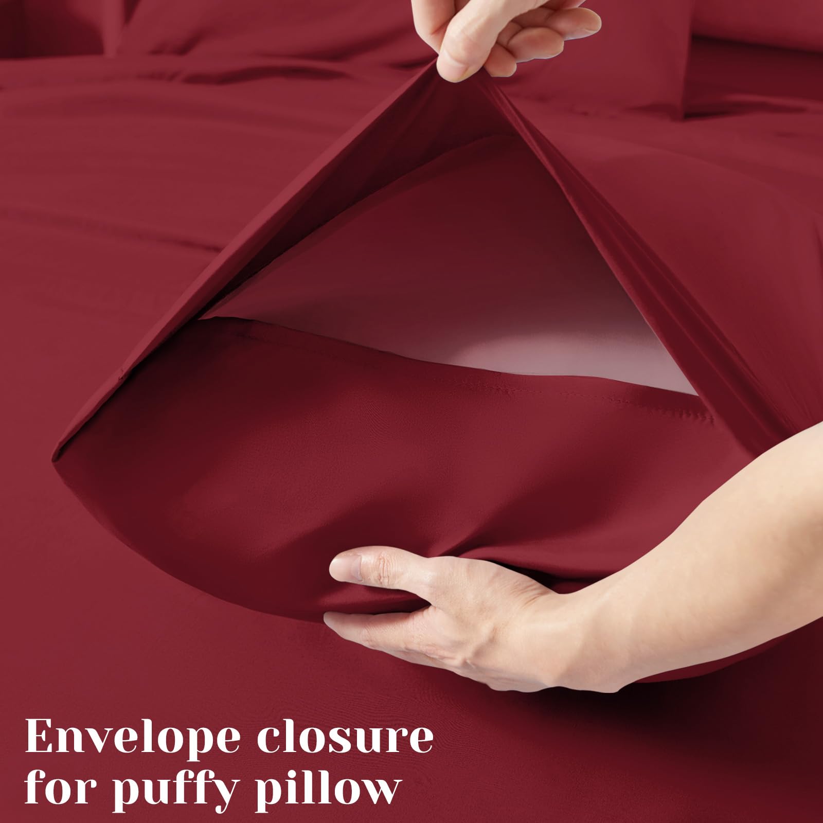 Bysure 6 Pieces Bed Sheets Set(Full, Burgundy) - Hotel Luxury Super Soft 1800 Thread Count 100% Microfiber Sheets With Deep Pock