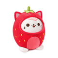 Peach Cat Strawberry Cat Plush Pillow Cute Strawberry Kitten Stuffed Animal Cat Plushie With Strawberry Outerwear For Kids Red 8