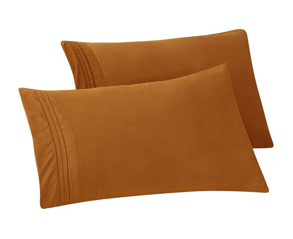Elegant Comfort Solid Pillowcases 1500 Thread Count Egyptian Quality - Easy Care, Smooth Weave, Wrinkle And Stain Resistant, Easy Slip-On, 2-Piece Set, Standard/Queen Pillowcase, Bronze